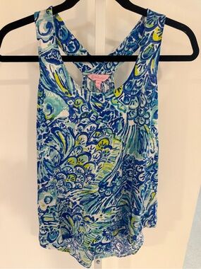 Lilly Pulitzer Teal, Green, and Navy Floral Tank.